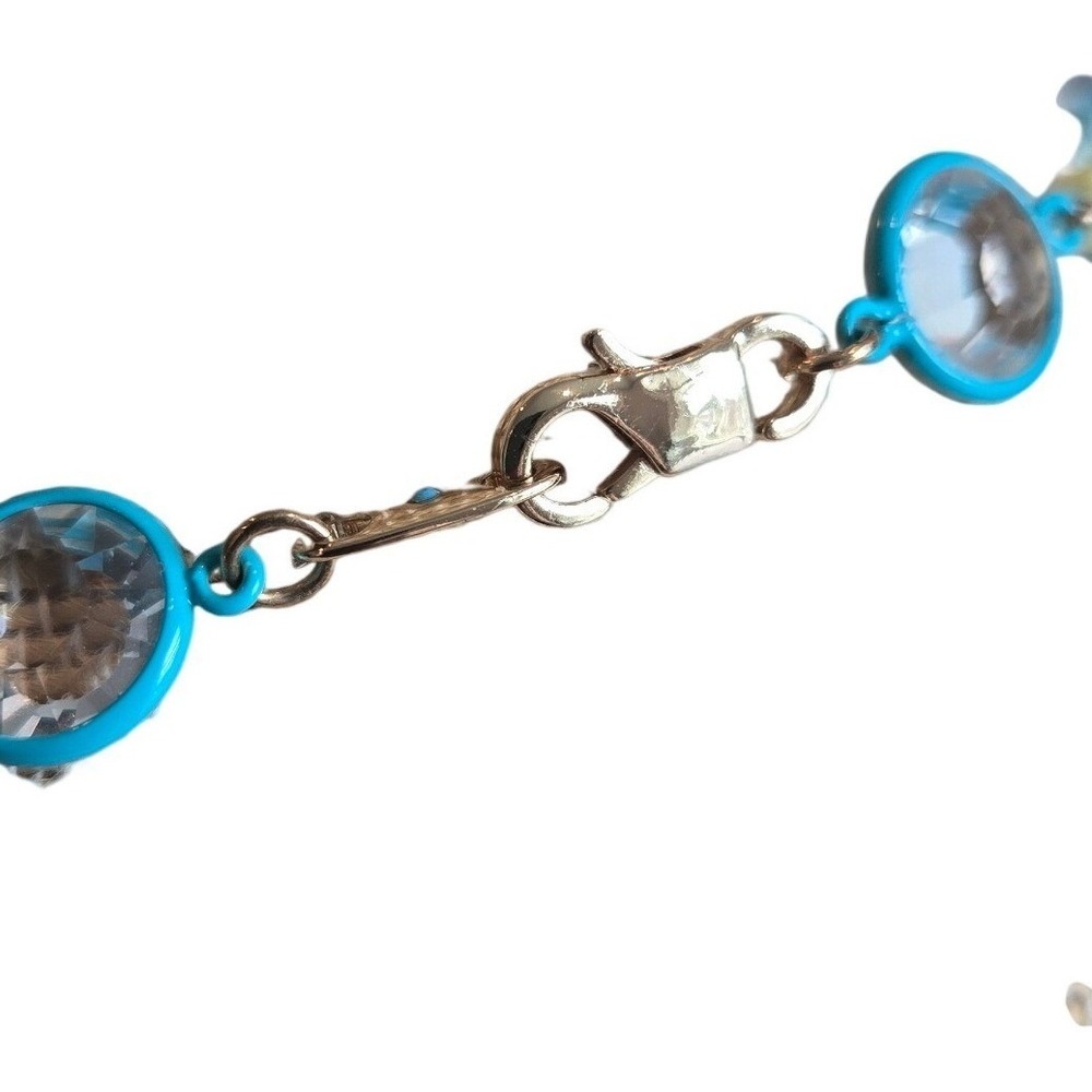 Roxanne Assoulin Necklace Crystal Link Blue Bead NWOT Business Casual - Picture 4 of 5